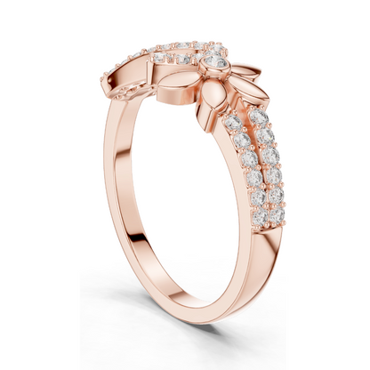 Elegant Infinity & Floral Design Lab Diamond Ring for Women | 0.258 CT | 18KT, 14KT, 10KT Gold & 925 Silver | Rose, Yellow, White Gold & Moissanite Options