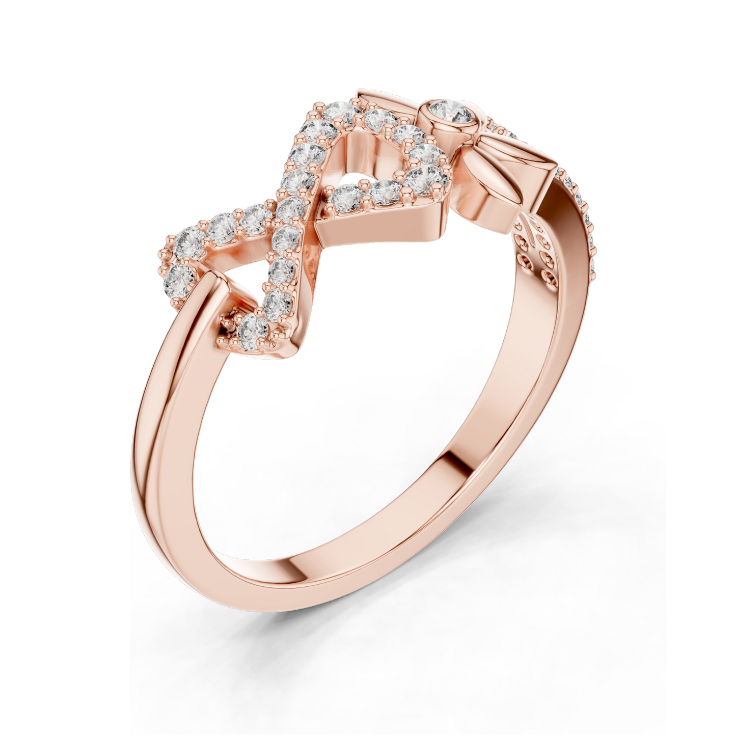 Elegant Infinity & Floral Design Lab Diamond Ring for Women | 0.258 CT | 18KT, 14KT, 10KT Gold & 925 Silver | Rose, Yellow, White Gold & Moissanite Options