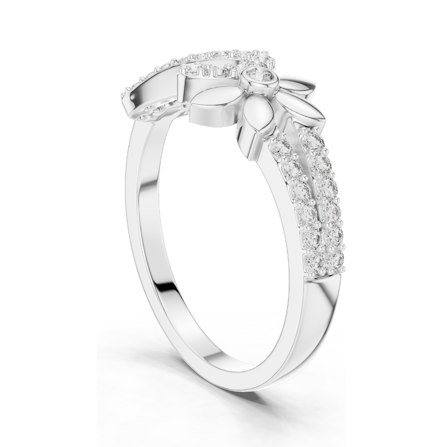 Elegant Infinity & Floral Design Lab Diamond Ring for Women | 0.258 CT | 18KT, 14KT, 10KT Gold & 925 Silver | Rose, Yellow, White Gold & Moissanite Options