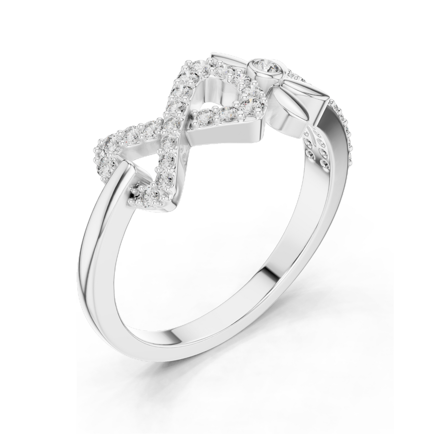 Elegant Infinity & Floral Design Lab Diamond Ring for Women | 0.258 CT | 18KT, 14KT, 10KT Gold & 925 Silver | Rose, Yellow, White Gold & Moissanite Options