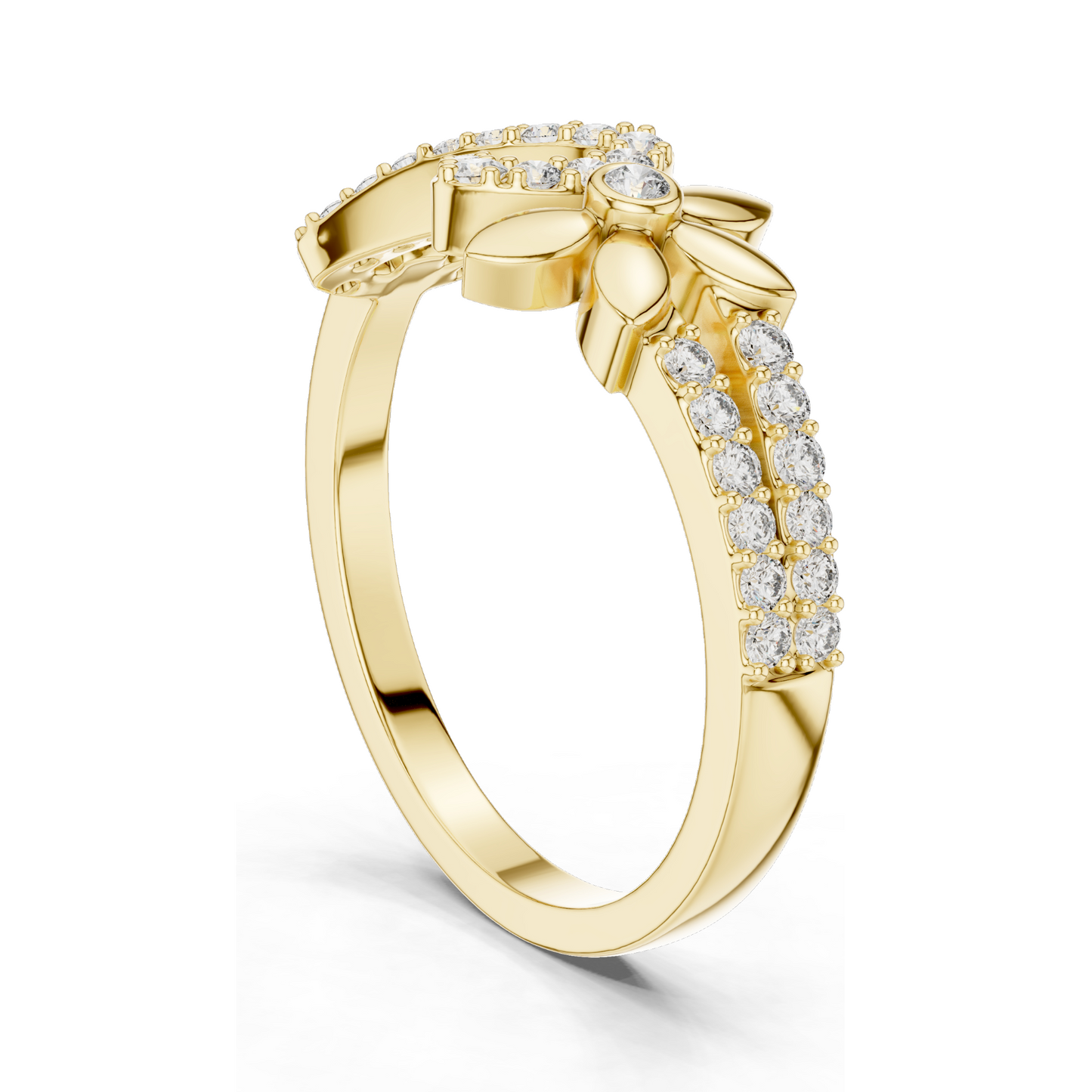 Elegant Infinity & Floral Design Lab Diamond Ring for Women | 0.258 CT | 18KT, 14KT, 10KT Gold & 925 Silver | Rose, Yellow, White Gold & Moissanite Options