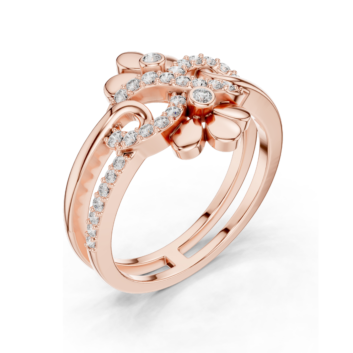 0.286 CT Lab-Grown Diamond Infinity Floral Ring for Women | VVS-VS EF Clarity | 18KT, 14KT, 10KT Gold & 925 Silver | Rose, Yellow, White Gold & Moissanite Options