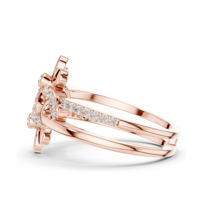 0.286 CT Lab-Grown Diamond Infinity Floral Ring for Women | VVS-VS EF Clarity | 18KT, 14KT, 10KT Gold & 925 Silver | Rose, Yellow, White Gold & Moissanite Options