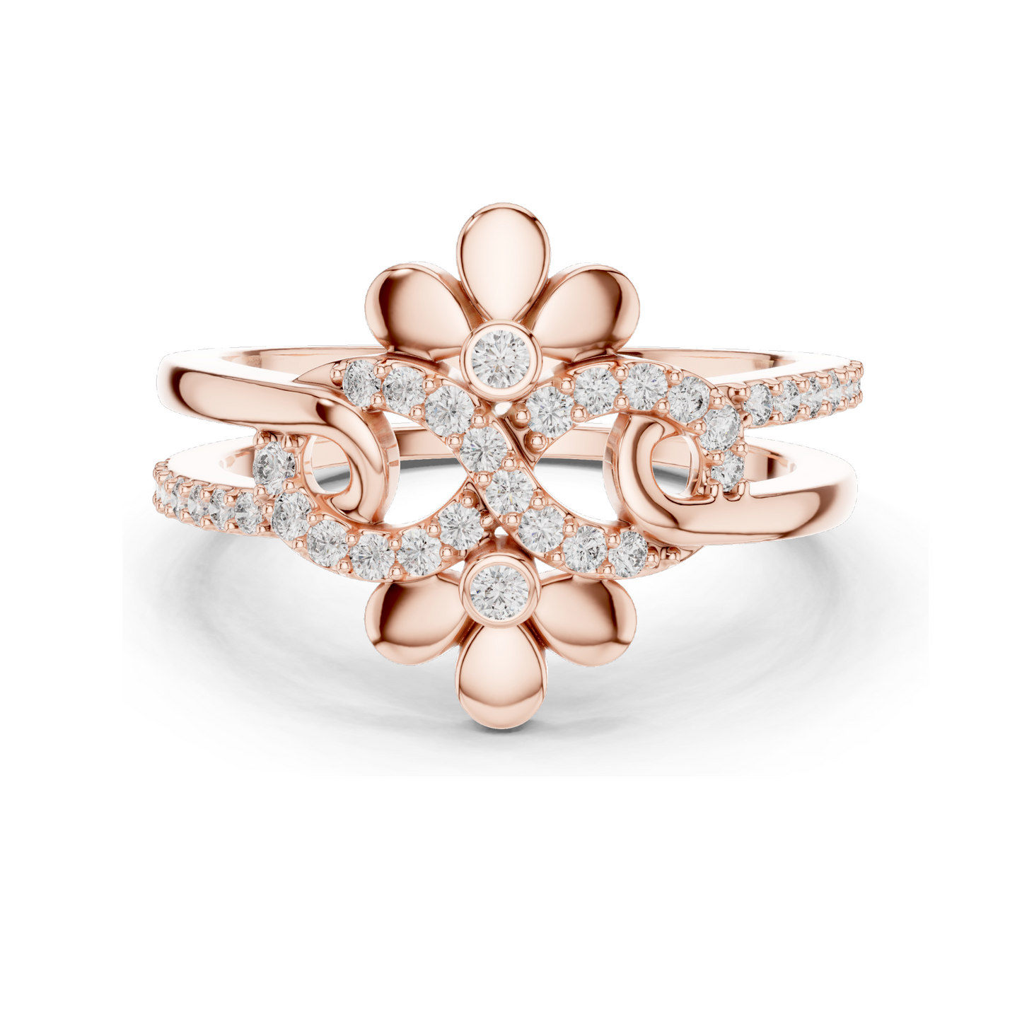0.286 CT Lab-Grown Diamond Infinity Floral Ring for Women | VVS-VS EF Clarity | 18KT, 14KT, 10KT Gold & 925 Silver | Rose, Yellow, White Gold & Moissanite Options