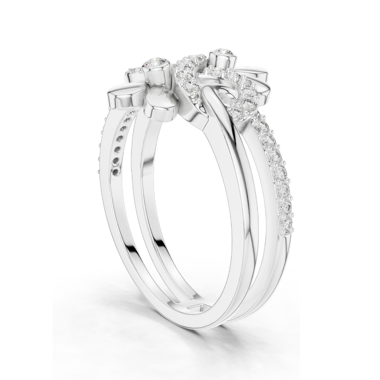 0.286 CT Lab-Grown Diamond Infinity Floral Ring for Women | VVS-VS EF Clarity | 18KT, 14KT, 10KT Gold & 925 Silver | Rose, Yellow, White Gold & Moissanite Options