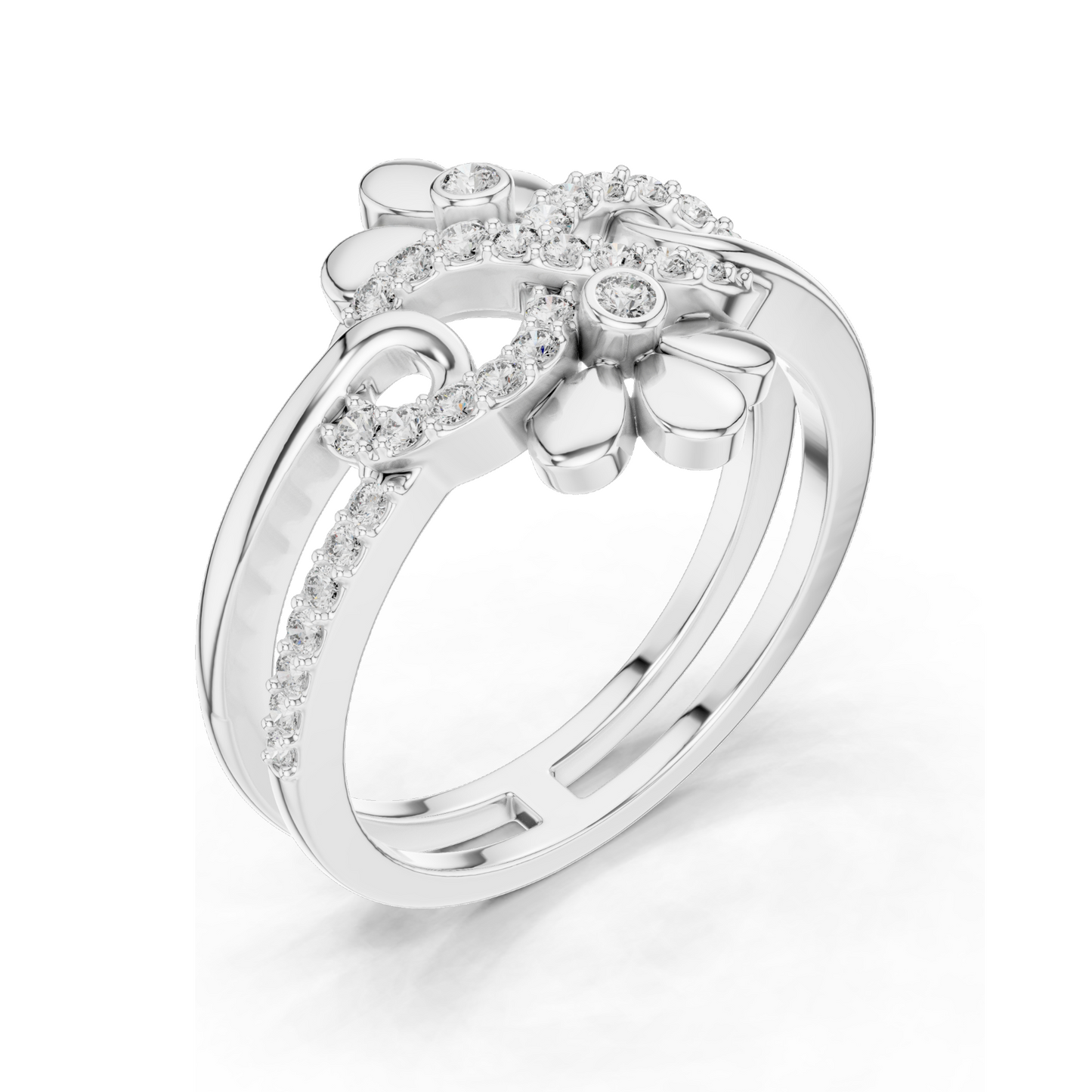 0.286 CT Lab-Grown Diamond Infinity Floral Ring for Women | VVS-VS EF Clarity | 18KT, 14KT, 10KT Gold & 925 Silver | Rose, Yellow, White Gold & Moissanite Options