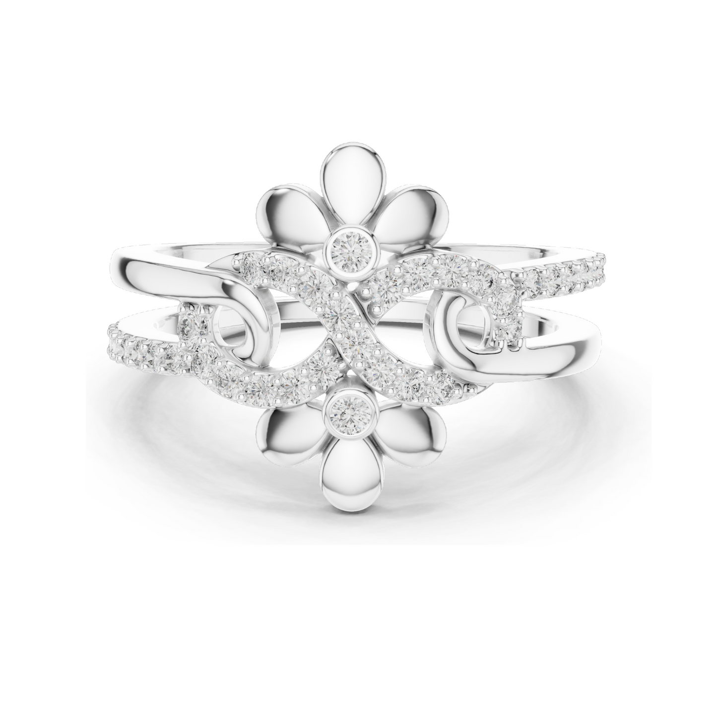 0.286 CT Lab-Grown Diamond Infinity Floral Ring for Women | VVS-VS EF Clarity | 18KT, 14KT, 10KT Gold & 925 Silver | Rose, Yellow, White Gold & Moissanite Options