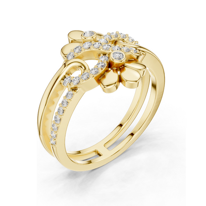 0.286 CT Lab-Grown Diamond Infinity Floral Ring for Women | VVS-VS EF Clarity | 18KT, 14KT, 10KT Gold & 925 Silver | Rose, Yellow, White Gold & Moissanite Options