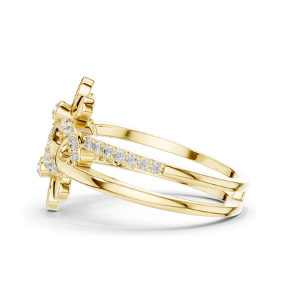 0.286 CT Lab-Grown Diamond Infinity Floral Ring for Women | VVS-VS EF Clarity | 18KT, 14KT, 10KT Gold & 925 Silver | Rose, Yellow, White Gold & Moissanite Options