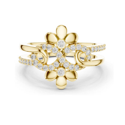 0.286 CT Lab-Grown Diamond Infinity Floral Ring for Women | VVS-VS EF Clarity | 18KT, 14KT, 10KT Gold & 925 Silver | Rose, Yellow, White Gold & Moissanite Options