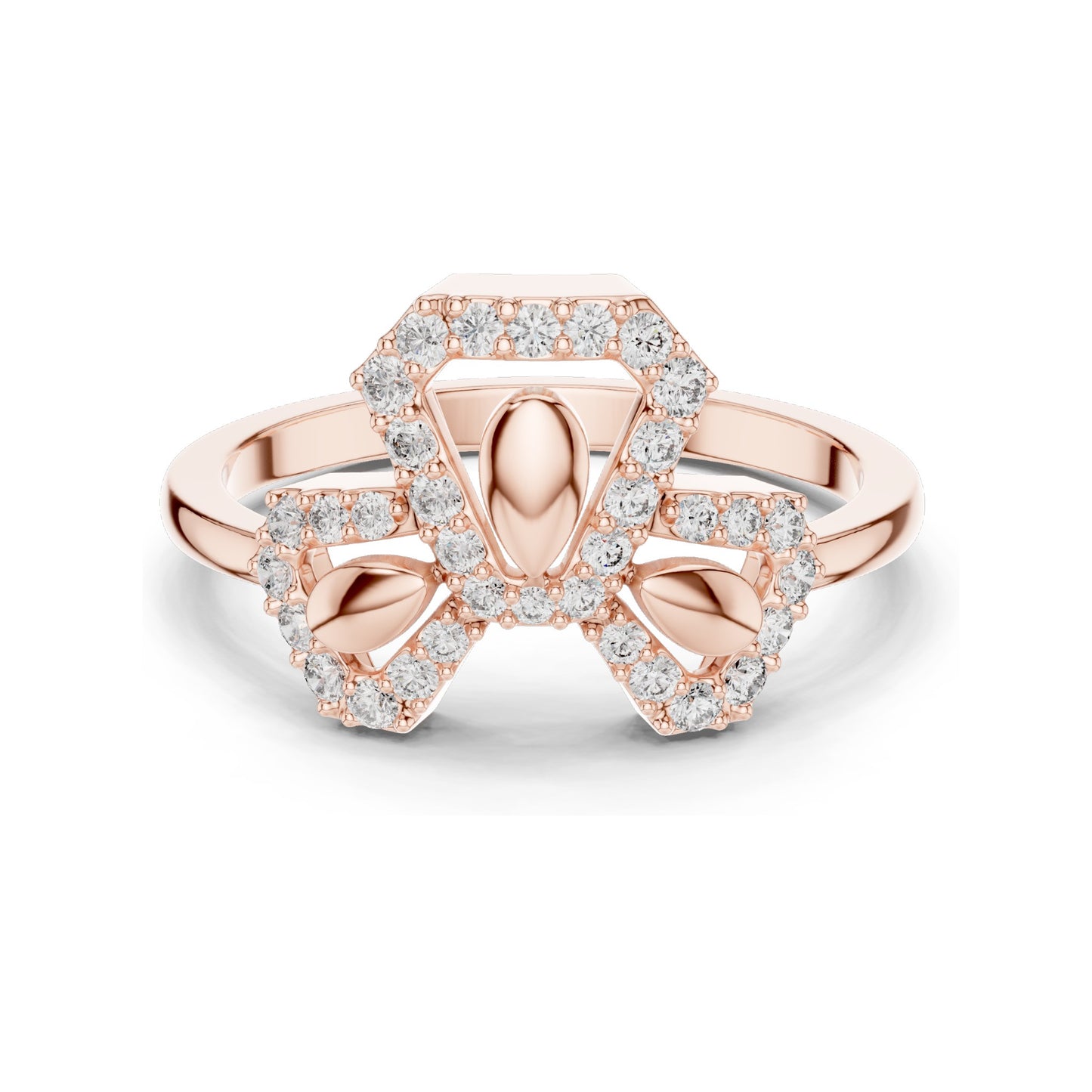 0.29 CT Lab-Grown Diamond Floral Geometric Ring for Women | VVS-VS EF Clarity | 18KT, 14KT, 10KT Gold & 925 Silver | Rose, Yellow, White Gold & Moissanite Options