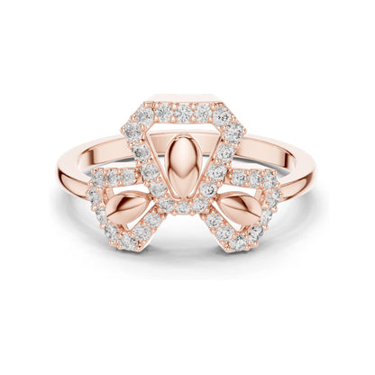 0.29 CT Lab-Grown Diamond Floral Geometric Ring for Women | VVS-VS EF Clarity | 18KT, 14KT, 10KT Gold & 925 Silver | Rose, Yellow, White Gold & Moissanite Options