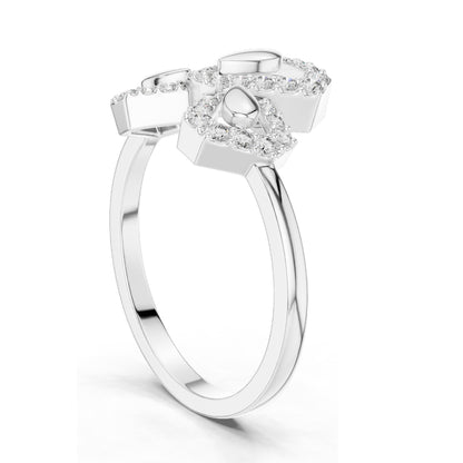 0.29 CT Lab-Grown Diamond Floral Geometric Ring for Women | VVS-VS EF Clarity | 18KT, 14KT, 10KT Gold & 925 Silver | Rose, Yellow, White Gold & Moissanite Options