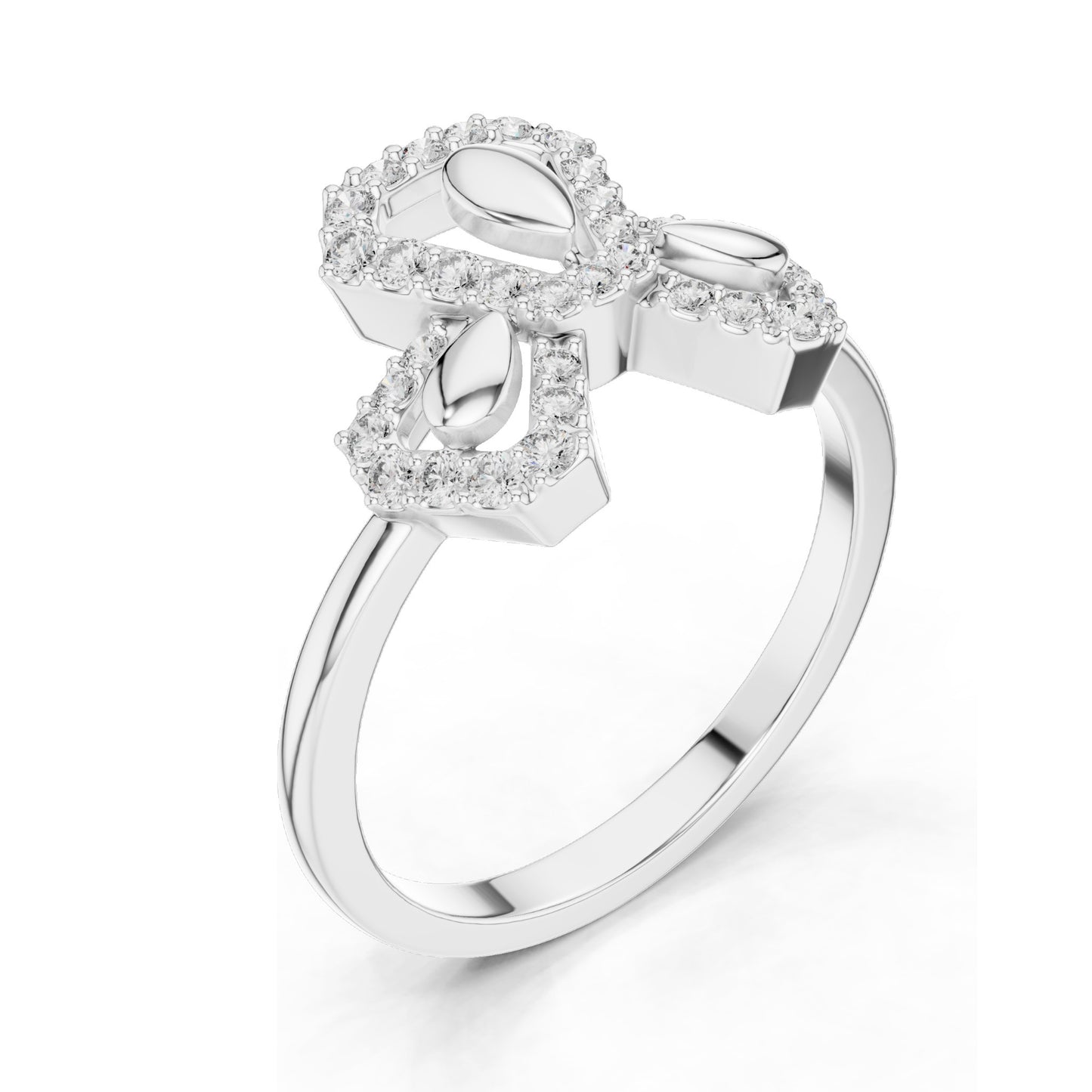 0.29 CT Lab-Grown Diamond Floral Geometric Ring for Women | VVS-VS EF Clarity | 18KT, 14KT, 10KT Gold & 925 Silver | Rose, Yellow, White Gold & Moissanite Options