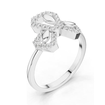 0.29 CT Lab-Grown Diamond Floral Geometric Ring for Women | VVS-VS EF Clarity | 18KT, 14KT, 10KT Gold & 925 Silver | Rose, Yellow, White Gold & Moissanite Options