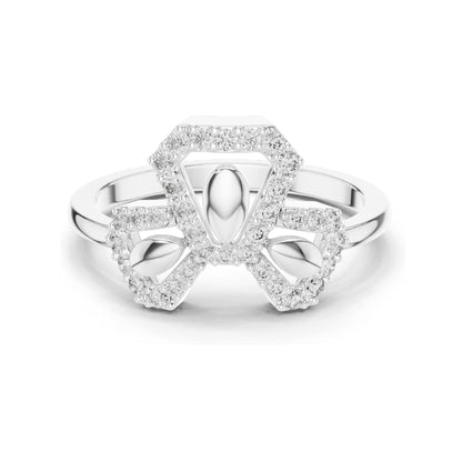 0.29 CT Lab-Grown Diamond Floral Geometric Ring for Women | VVS-VS EF Clarity | 18KT, 14KT, 10KT Gold & 925 Silver | Rose, Yellow, White Gold & Moissanite Options