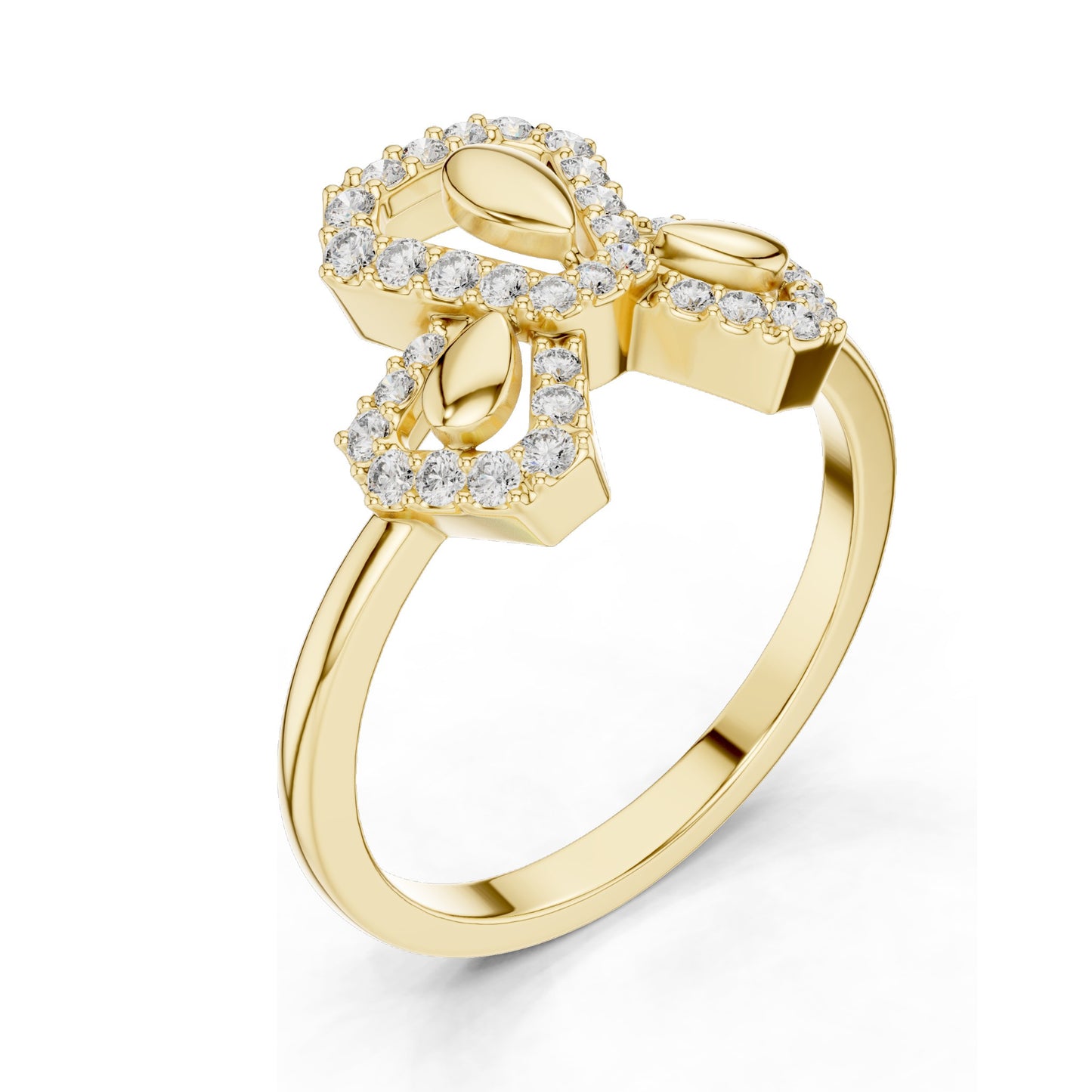 0.29 CT Lab-Grown Diamond Floral Geometric Ring for Women | VVS-VS EF Clarity | 18KT, 14KT, 10KT Gold & 925 Silver | Rose, Yellow, White Gold & Moissanite Options