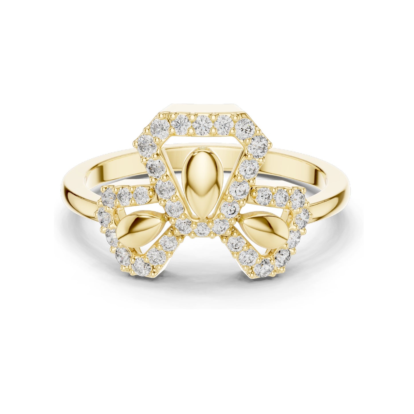 0.29 CT Lab-Grown Diamond Floral Geometric Ring for Women | VVS-VS EF Clarity | 18KT, 14KT, 10KT Gold & 925 Silver | Rose, Yellow, White Gold & Moissanite Options