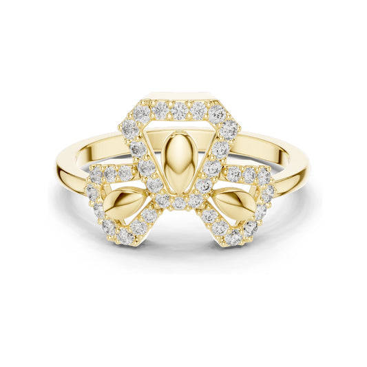 0.29 CT Lab-Grown Diamond Floral Geometric Ring for Women | VVS-VS EF Clarity | 18KT, 14KT, 10KT Gold & 925 Silver | Rose, Yellow, White Gold & Moissanite Options