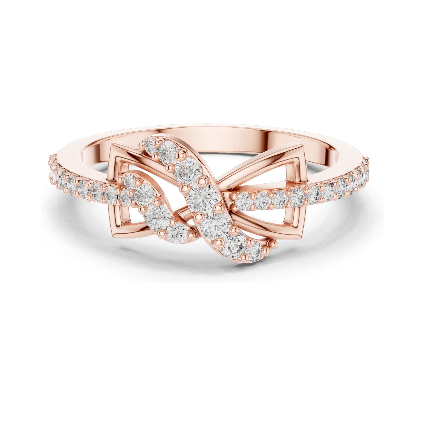 0.33 CT Lab-Grown Diamond Infinity Twist Ring for Women | VVS-VS EF Clarity | 18KT, 14KT, 10KT Gold & 925 Silver | Rose, Yellow, White Gold & Moissanite Options