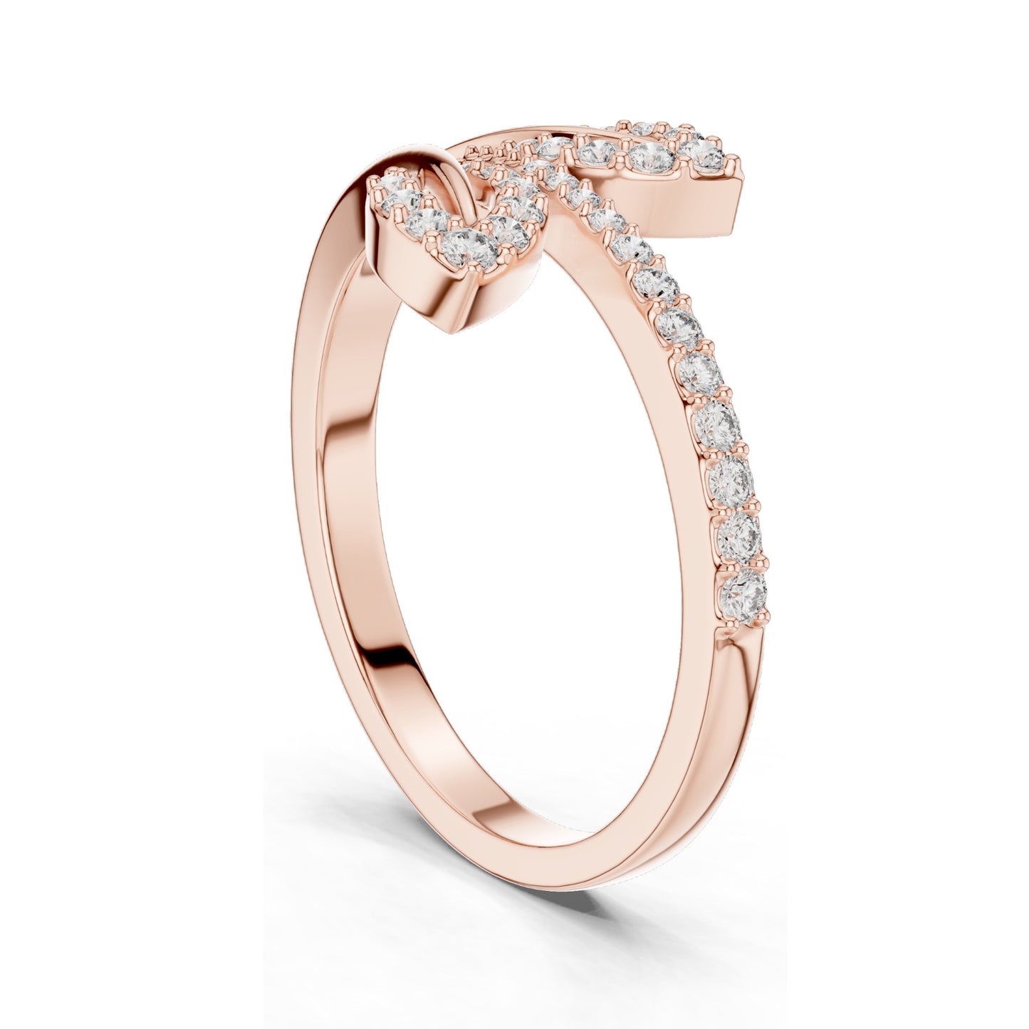 0.235 CT Lab Diamond Leaf Design Ring for Women | VVS-VS EF Clarity | 18KT, 14KT, 10KT Gold & 925 Silver | Moissanite & Diamond Options