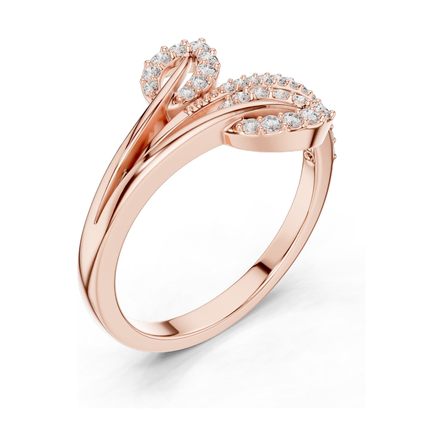 0.235 CT Lab Diamond Leaf Design Ring for Women | VVS-VS EF Clarity | 18KT, 14KT, 10KT Gold & 925 Silver | Moissanite & Diamond Options