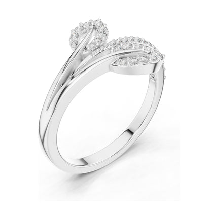 0.235 CT Lab Diamond Leaf Design Ring for Women | VVS-VS EF Clarity | 18KT, 14KT, 10KT Gold & 925 Silver | Moissanite & Diamond Options