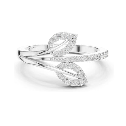 0.235 CT Lab Diamond Leaf Design Ring for Women | VVS-VS EF Clarity | 18KT, 14KT, 10KT Gold & 925 Silver | Moissanite & Diamond Options