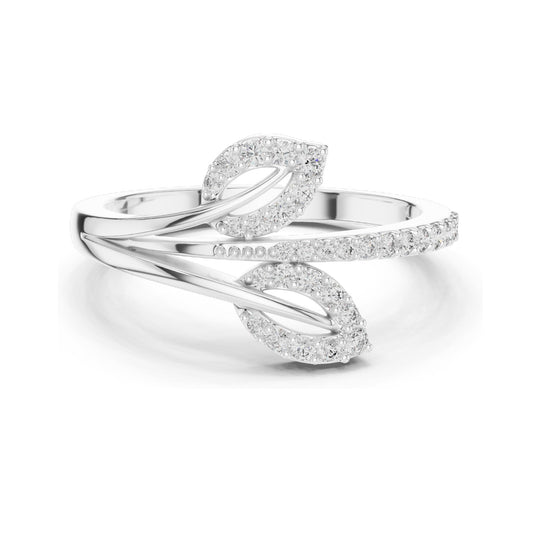 0.235 CT Lab Diamond Leaf Design Ring for Women | VVS-VS EF Clarity | 18KT, 14KT, 10KT Gold & 925 Silver | Moissanite & Diamond Options