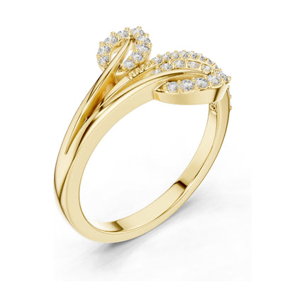 0.235 CT Lab Diamond Leaf Design Ring for Women | VVS-VS EF Clarity | 18KT, 14KT, 10KT Gold & 925 Silver | Moissanite & Diamond Options
