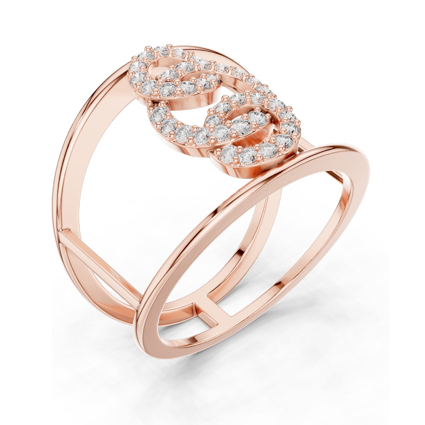 0.294 CT Lab Diamond Triple Circle Ring for Women | VVS-VS EF Clarity | 18KT, 14KT, 10KT Gold & 925 Silver | Moissanite & Diamond Options