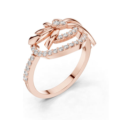 0.263 CT Lab Diamond Floral Swirl Ring for Women | VVS-VS EF Clarity | 18KT, 14KT, 10KT Gold & 925 Silver | Moissanite & Diamond Options