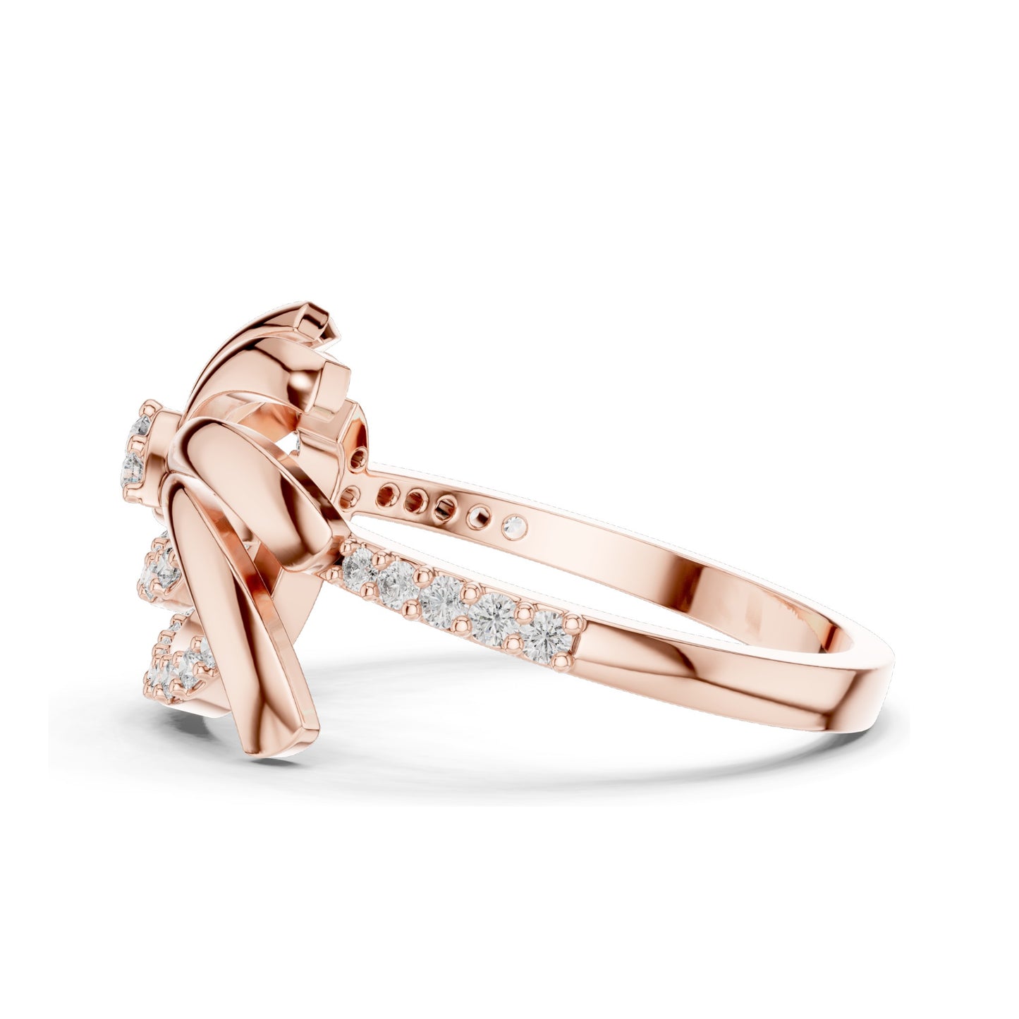 0.263 CT Lab Diamond Floral Swirl Ring for Women | VVS-VS EF Clarity | 18KT, 14KT, 10KT Gold & 925 Silver | Moissanite & Diamond Options