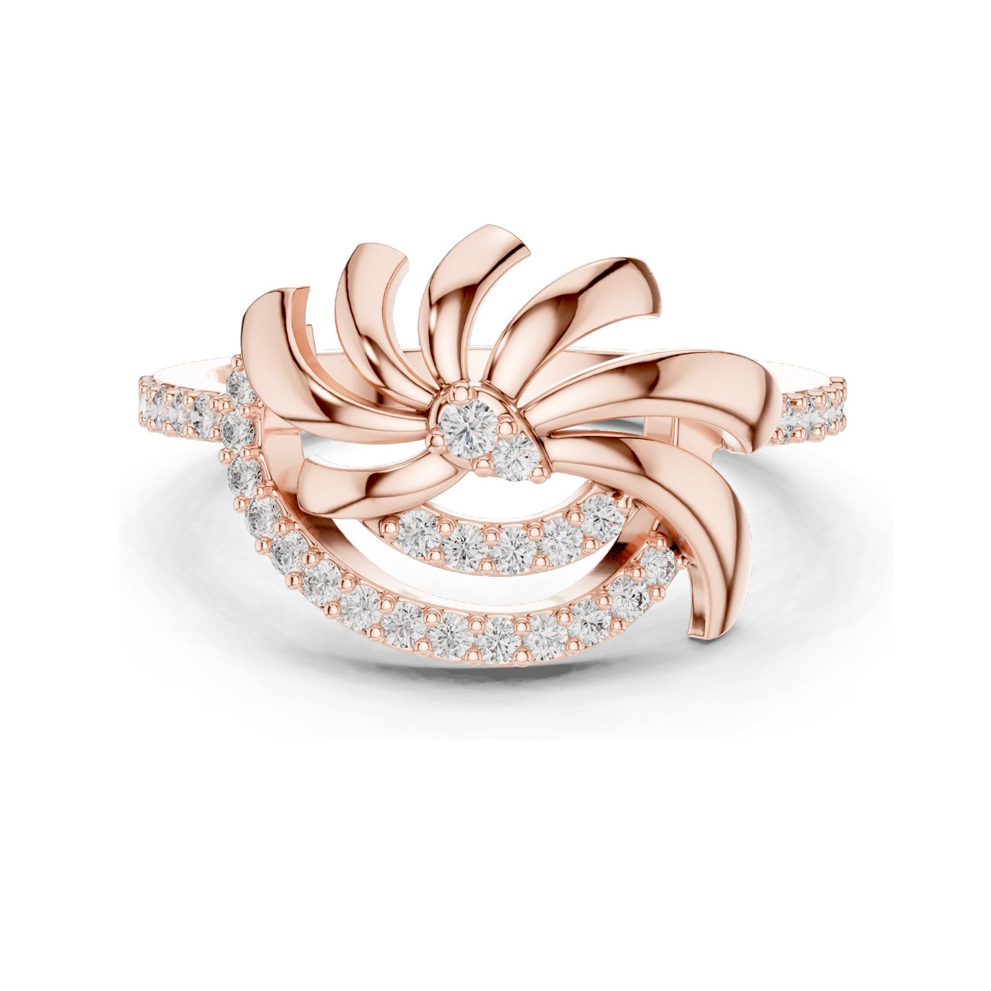 0.263 CT Lab Diamond Floral Swirl Ring for Women | VVS-VS EF Clarity | 18KT, 14KT, 10KT Gold & 925 Silver | Moissanite & Diamond Options