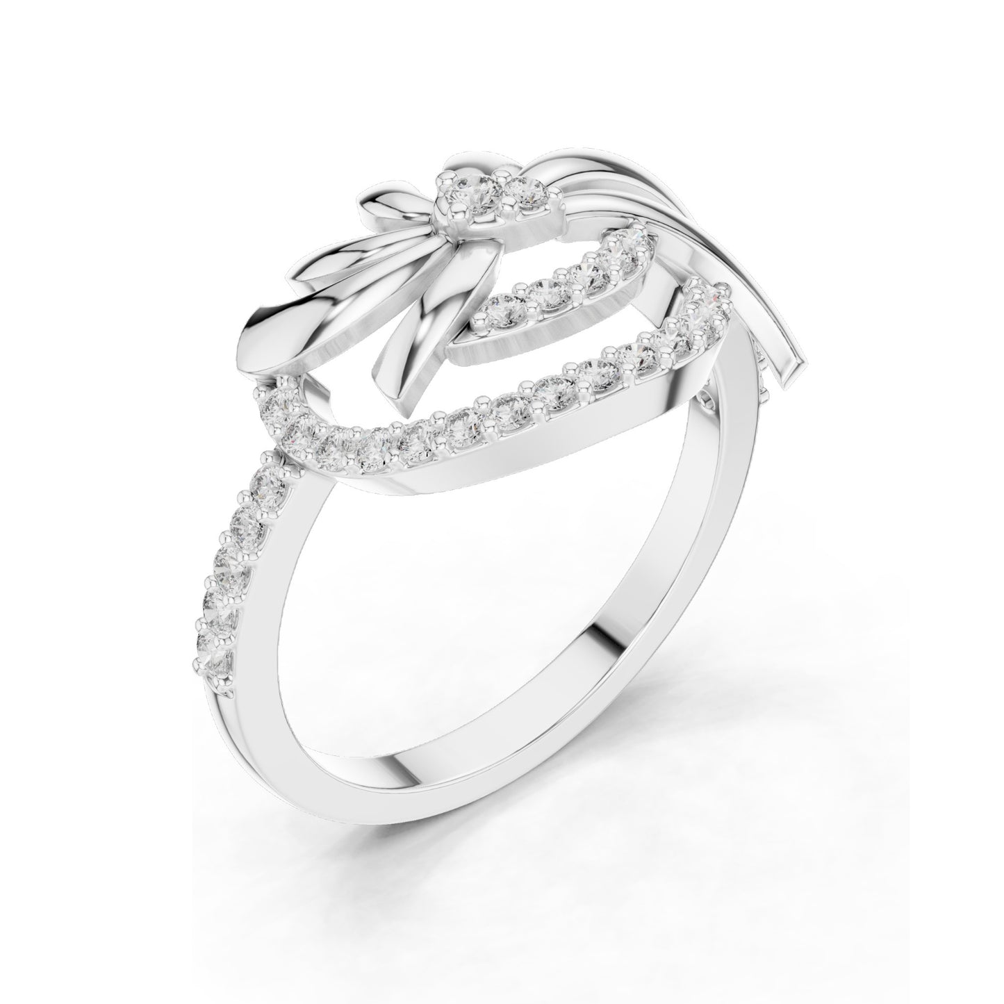 0.263 CT Lab Diamond Floral Swirl Ring for Women | VVS-VS EF Clarity | 18KT, 14KT, 10KT Gold & 925 Silver | Moissanite & Diamond Options