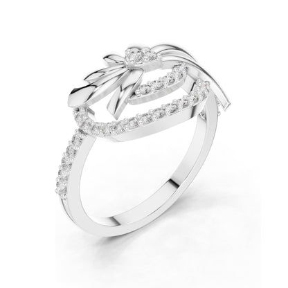 0.263 CT Lab Diamond Floral Swirl Ring for Women | VVS-VS EF Clarity | 18KT, 14KT, 10KT Gold & 925 Silver | Moissanite & Diamond Options
