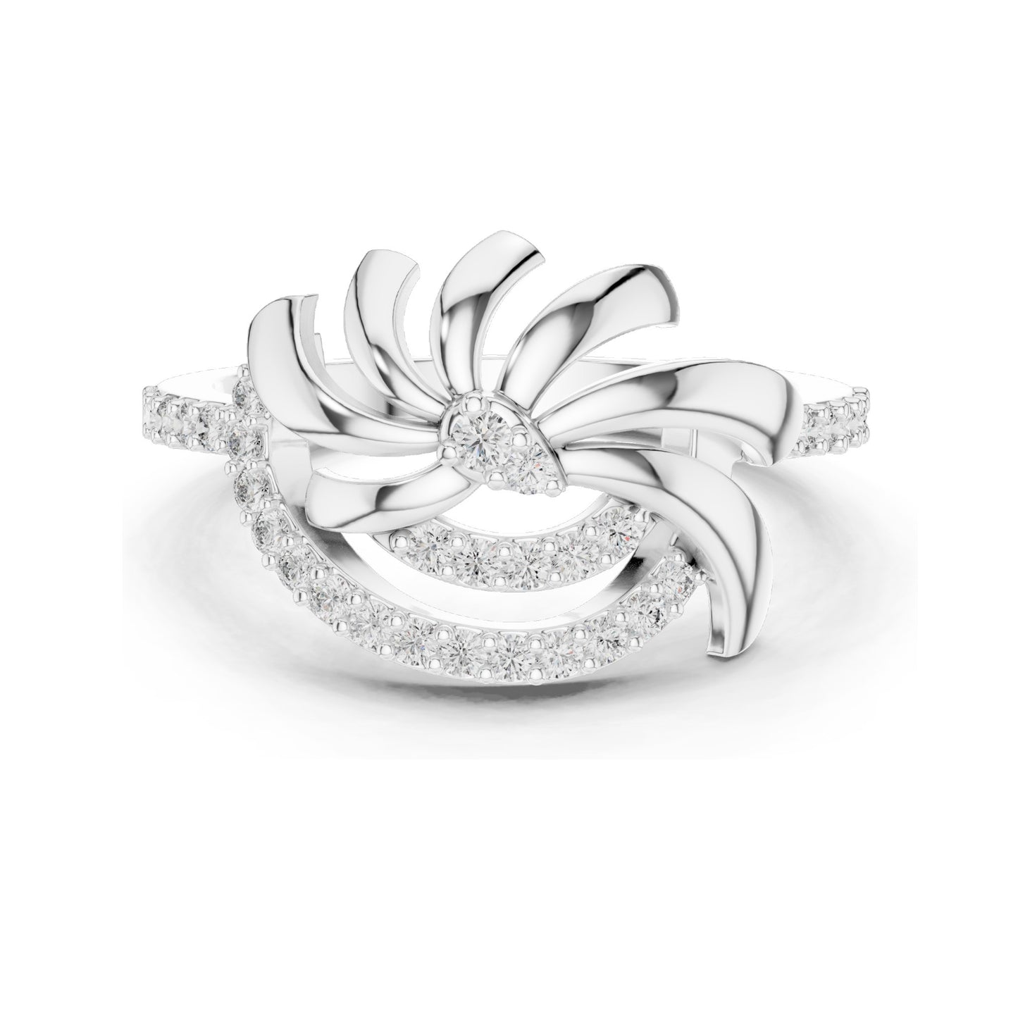0.263 CT Lab Diamond Floral Swirl Ring for Women | VVS-VS EF Clarity | 18KT, 14KT, 10KT Gold & 925 Silver | Moissanite & Diamond Options