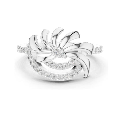 0.263 CT Lab Diamond Floral Swirl Ring for Women | VVS-VS EF Clarity | 18KT, 14KT, 10KT Gold & 925 Silver | Moissanite & Diamond Options