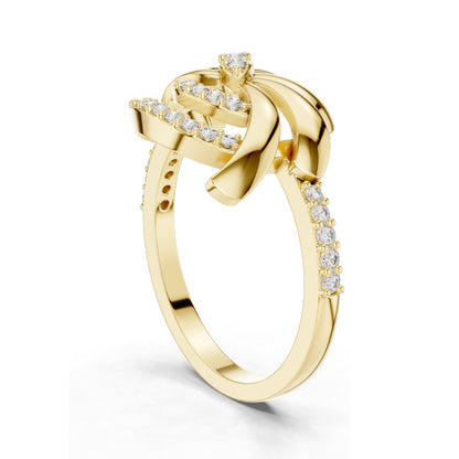 0.263 CT Lab Diamond Floral Swirl Ring for Women | VVS-VS EF Clarity | 18KT, 14KT, 10KT Gold & 925 Silver | Moissanite & Diamond Options