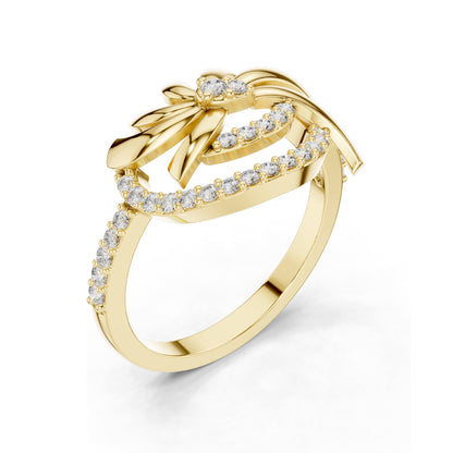 0.263 CT Lab Diamond Floral Swirl Ring for Women | VVS-VS EF Clarity | 18KT, 14KT, 10KT Gold & 925 Silver | Moissanite & Diamond Options