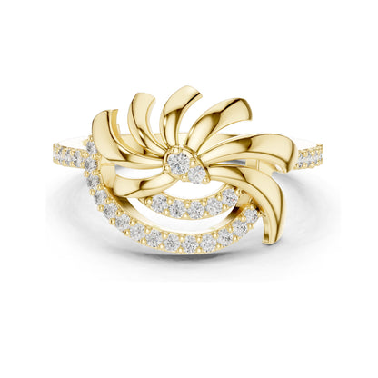 0.263 CT Lab Diamond Floral Swirl Ring for Women | VVS-VS EF Clarity | 18KT, 14KT, 10KT Gold & 925 Silver | Moissanite & Diamond Options
