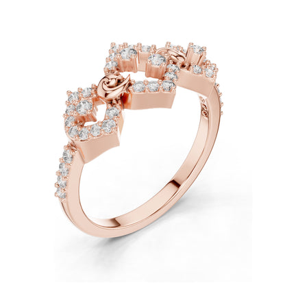 0.362 CT Lab Diamond Halo Knot Ring for Women | VVS-VS EF Clarity | 18KT, 14KT, 10KT Gold & 925 Silver | Rose, Yellow, White Gold & Moissanite Options