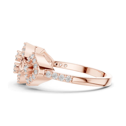 0.362 CT Lab Diamond Halo Knot Ring for Women | VVS-VS EF Clarity | 18KT, 14KT, 10KT Gold & 925 Silver | Rose, Yellow, White Gold & Moissanite Options