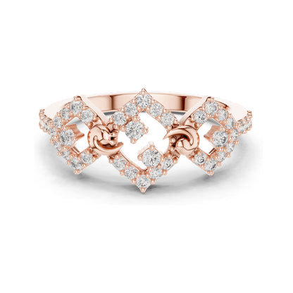 0.362 CT Lab Diamond Halo Knot Ring for Women | VVS-VS EF Clarity | 18KT, 14KT, 10KT Gold & 925 Silver | Rose, Yellow, White Gold & Moissanite Options