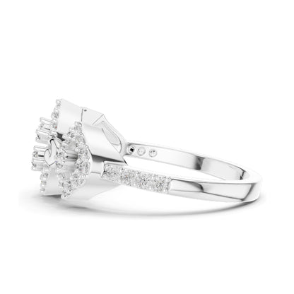 0.362 CT Lab Diamond Halo Knot Ring for Women | VVS-VS EF Clarity | 18KT, 14KT, 10KT Gold & 925 Silver | Rose, Yellow, White Gold & Moissanite Options