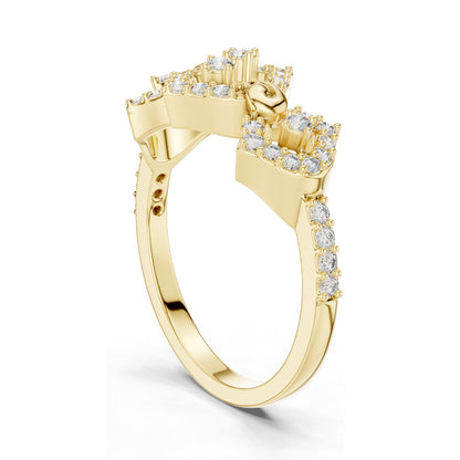 0.362 CT Lab Diamond Halo Knot Ring for Women | VVS-VS EF Clarity | 18KT, 14KT, 10KT Gold & 925 Silver | Rose, Yellow, White Gold & Moissanite Options