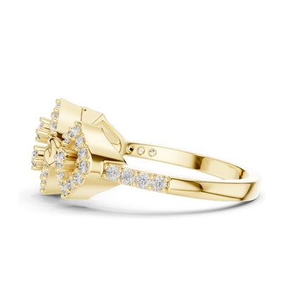 0.362 CT Lab Diamond Halo Knot Ring for Women | VVS-VS EF Clarity | 18KT, 14KT, 10KT Gold & 925 Silver | Rose, Yellow, White Gold & Moissanite Options