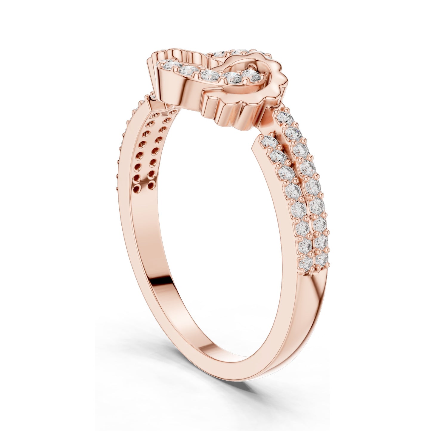 0.254 CT Lab Diamond Floral Circle Ring for Women | VVS-VS EF Clarity | 18KT, 14KT, 10KT Gold & 925 Silver | Rose, Yellow, White Gold & Moissanite Options