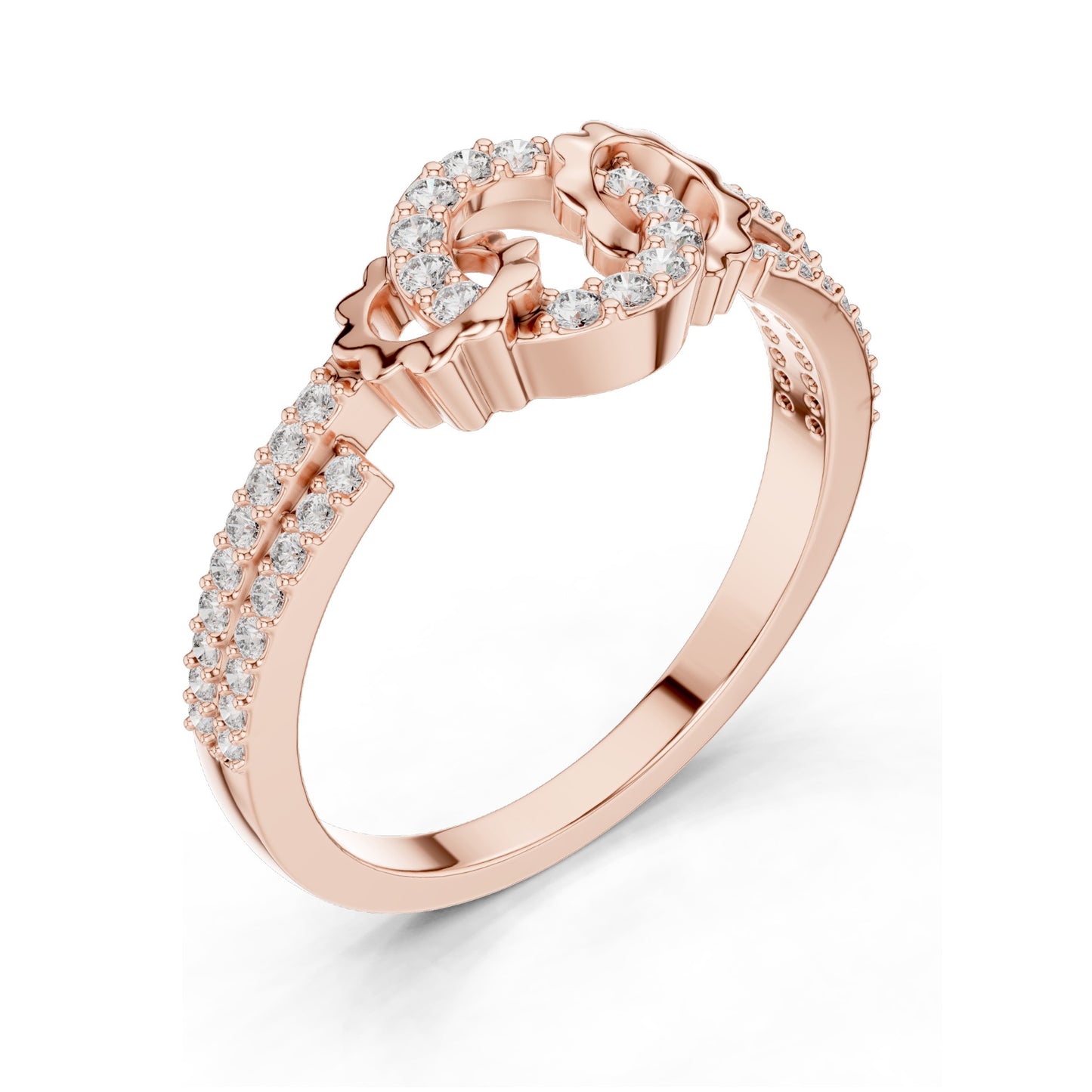 0.254 CT Lab Diamond Floral Circle Ring for Women | VVS-VS EF Clarity | 18KT, 14KT, 10KT Gold & 925 Silver | Rose, Yellow, White Gold & Moissanite Options