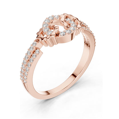 0.254 CT Lab Diamond Floral Circle Ring for Women | VVS-VS EF Clarity | 18KT, 14KT, 10KT Gold & 925 Silver | Rose, Yellow, White Gold & Moissanite Options